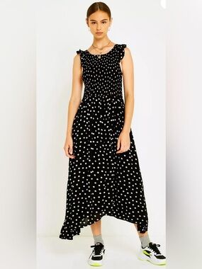 Free People Chambray Butterflies Dot Midi Dress Size Medium